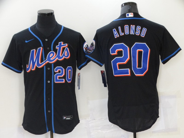 Men's New York Mets #20 Pete Alonso Black Flex Base Stitched Jersey